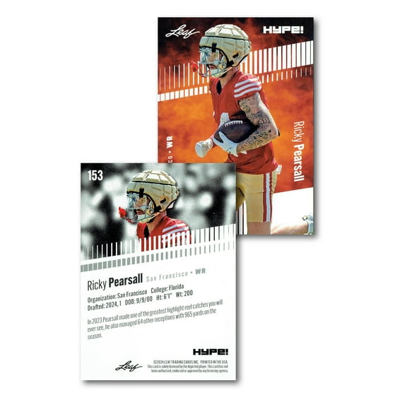 Mint Ricky Pearsall 2024 Leaf Hype #R-153 Limited Edition Rookie Card San Francisco 49ers