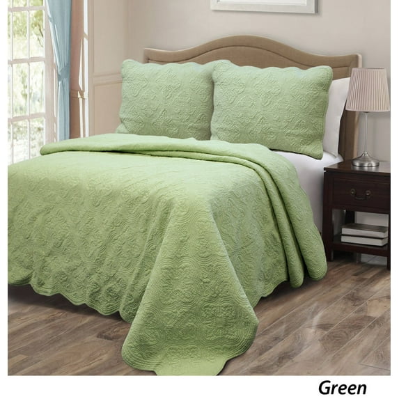 Mint Royal Palace 100% Hypoallergenic Cotton 2 piece Quilt Set Bedroom Quilt Bedding Twin Size Green