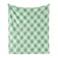 thumbnail image 1 of Mint Soft Flannel Fleece Blanket, Old Fashion Striped Pattern with Geometrical Details Checkered Simple Tile, Cozy Plush for Indoor and Outdoor Use, 60" x 80", Mint Green Pale Green, by Ambesonne, 1 of 6