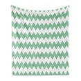 thumbnail image 1 of Mint Soft Flannel Fleece Throw Blanket, Chevron Pattern Horizontal Zigzag Twisty Turns Modern Aztec Folk Inspirations, Cozy Plush for Indoor and Outdoor Use, 50" x 70", White Jade Green, by Ambesonne, 1 of 6