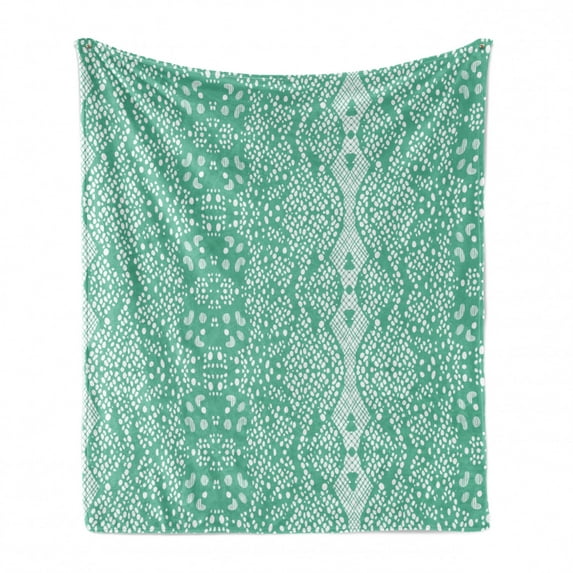 Mint Soft Flannel Fleece Throw Blanket, Classic Lace Pattern with Details Shabby Form Feminine Vivid Vintage Image, Cozy Plush for Indoor and Outdoor Use, 50" x 70", Teal Turquoise, by Ambesonne