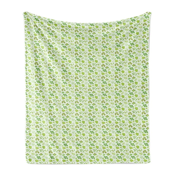 Mint Soft Flannel Fleece Throw Blanket, Leaves Rosemary Oregano Dill Parsley Organic Farming Vanilla Cuisine, Cozy Plush for Indoor and Outdoor Use, 50" x 70", Green Lime Green, by Ambesonne