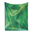 thumbnail image 1 of Mint Soft Flannel Fleece Throw Blanket, Psychedelic Geometric Crystal Pattern with Cosmic Digital Boho Print, Cozy Plush for Indoor and Outdoor Use, 70" x 90", Jade and Lime Green, by Ambesonne, 1 of 6