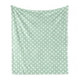 thumbnail image 1 of Mint Soft Flannel Fleece Throw Blanket, Vintage Style Polka Dots on a Retro Background Classic Circles Pattern, Cozy Plush for Indoor and Outdoor Use, 50" x 60", Almond Green and White, by Ambesonne, 1 of 5