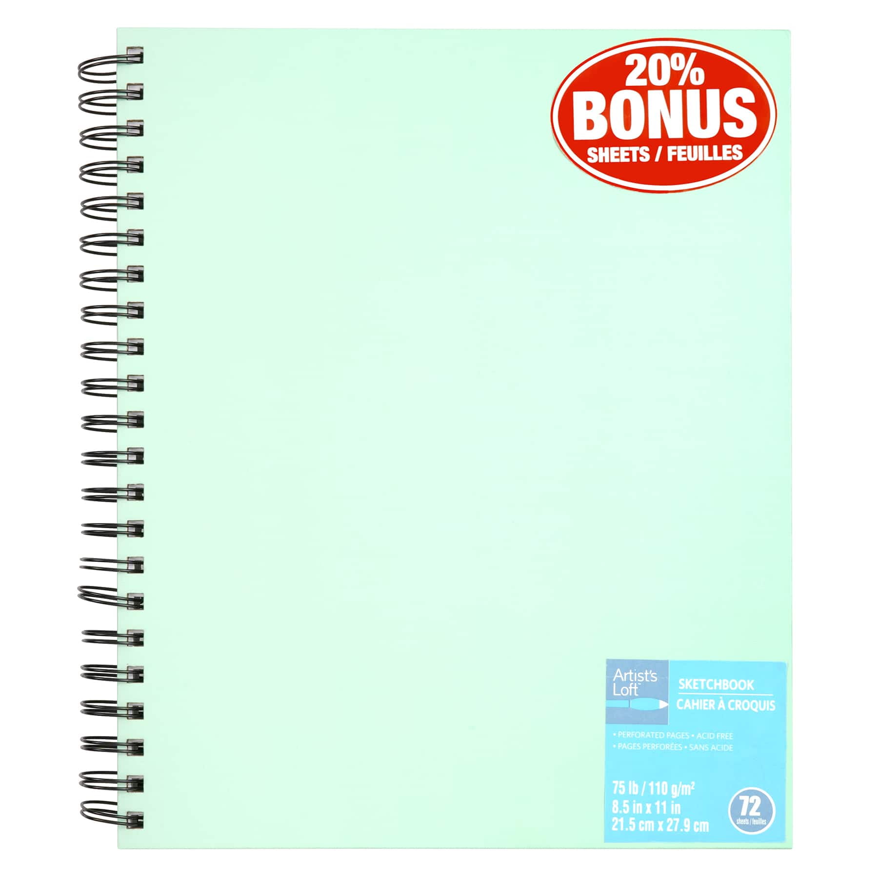 Mint Spiral Sketchbook by Artist's Loft - Acid Free and Smudge Resistant  Paper, Sketch Pad for Drawing, Sketching, Writing - Bulk 12 Pack 