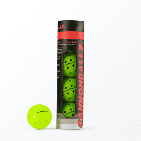 Mint Sport Cannonballz Outdoor Pickleball Balls – Durable 40 Hole Seamless Pickleballs, USAPA Approved Tournament Pickleball Balls Outdoor for Training, Competition and Outdoors Play (4 Pack)