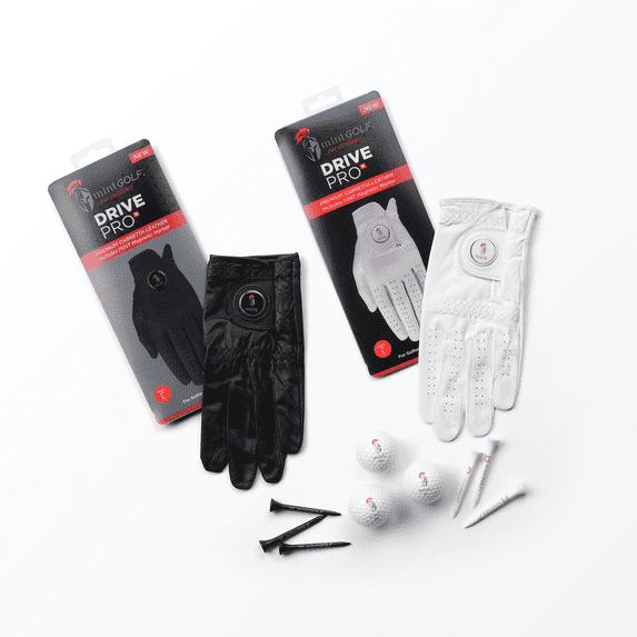 Mint Sport Men’s Golf Glove – Premium Cabretta Leather Golf Glove with Magnetic Ball Marker, Breathable All-Weather Performance Fit - MintGOLF Drive Pro Plus (Black, X-Large)