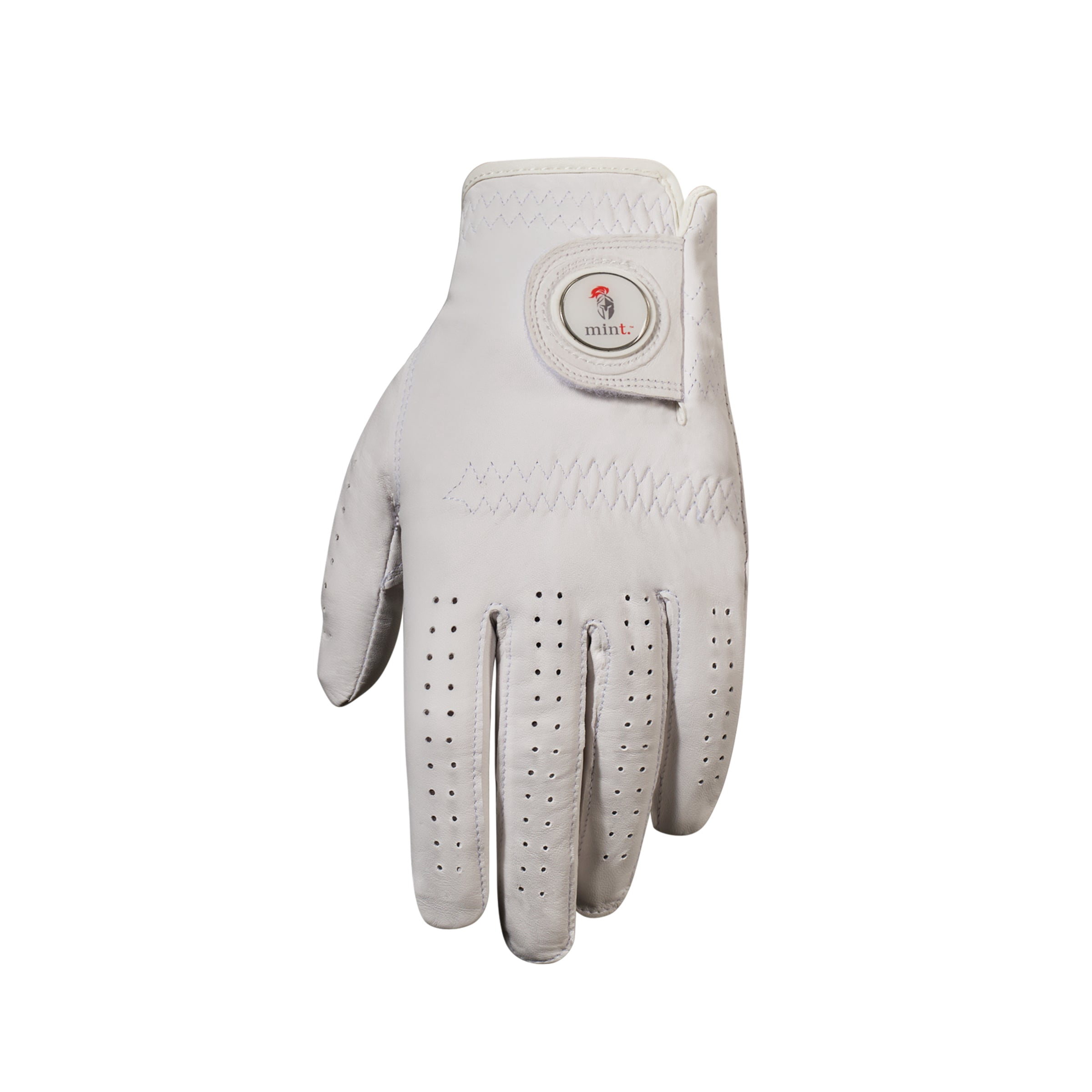 Mint Sport Men’s Golf Glove – Premium Cabretta Leather Golf Glove with Magnetic Ball Marker, Breathable All-Weather Performance Fit - MintGOLF Drive Pro Plus (White, Medium)