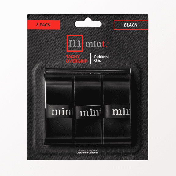 Mint Sport Pickleball Paddle Overgrip – Extra Tacky Pickleball Grip Tape, Soft Cushioned Non-Slip Overgrips with Moisture Control, Long-Lasting Pro Tape for Indoor and Outdoor Play (Black)