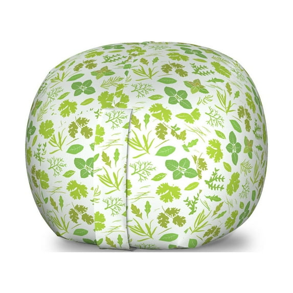 Mint Storage Toy Bag Chair, Leaves Rosemary Oregano Dill Parsley Organic Farming Vanilla Cuisine, Stuffed Animal Organizer Washable Bag, Small Size, Green Lime Green, by Ambesonne