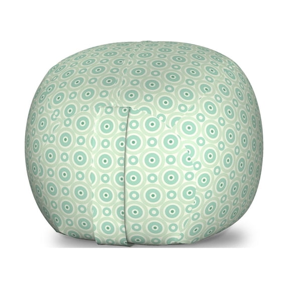 Mint Storage Toy Bag Chair, Retro Disc Shaped Inner Circles with Nostalgic Featured Geometric Graphic, Stuffed Animal Organizer Washable Bag, Small Size, Seafoam Almond Green, by Ambesonne