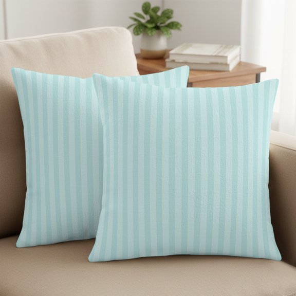 Mint Teal Stripes Pillow Covers Set of 2, Modern Striped Minimalist Abstract 18x18 Inch Decorative Throw Pillow Covers Soft Pillowcases with Zipper for Couch Sofa Bed Chair