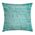 thumbnail image 1 of Mint Throw Pillow Cushion Cover, Brick Old Wall Background in Vibrant Tones Architecture Urban Building Artsy Picture, Decorative Square Accent Pillow Case, 24 X 24 Inches, Turquoise, by Ambesonne, 1 of 2