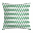 thumbnail image 1 of Mint Throw Pillow Cushion Cover, Chevron Pattern Horizontal Zigzag Twisty Turns Modern Aztec Folk Inspirations, Decorative Square Accent Pillow Case, 20 X 20 Inches, White Jade Green, by Ambesonne, 1 of 2