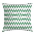 thumbnail image 1 of Mint Throw Pillow Cushion Cover, Chevron Pattern Horizontal Zigzag Twisty Turns Modern Aztec Folk Inspirations, Decorative Square Accent Pillow Case, 24 X 24 Inches, White Jade Green, by Ambesonne, 1 of 2
