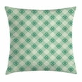 thumbnail image 1 of Mint Throw Pillow Cushion Cover, Old Fashion Striped Pattern with Geometrical Details Checkered Simple Tile, Decorative Square Accent Pillow Case, 24 X 24 Inches, Mint Green Pale Green, by Ambesonne, 1 of 2