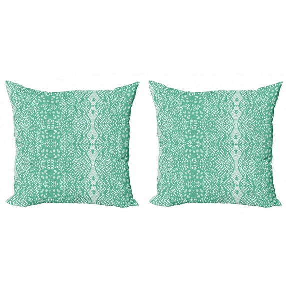 Ambesonne Shabby Flora Throw Pillow Cover 2 Pack, Retro Lace Pattern, 18", Teal Turquoise