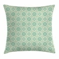 thumbnail image 1 of Mint Throw Pillow Cushion Cover, Retro Disc Shaped Inner Circles with Nostalgic Featured Geometric Graphic, Decorative Square Accent Pillow Case, 24 X 24 Inches, Seafoam Almond Green, by Ambesonne, 1 of 2