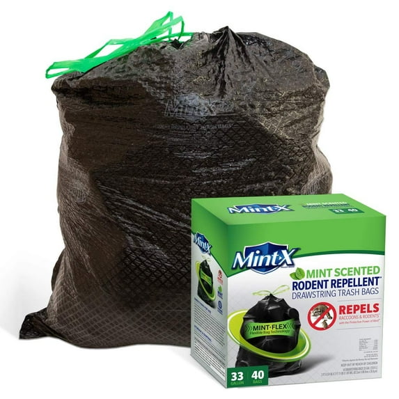 Mint-X 33 Gal. Mint Scented Rodent Repellent Drawstring Trash Bags (40-Count)