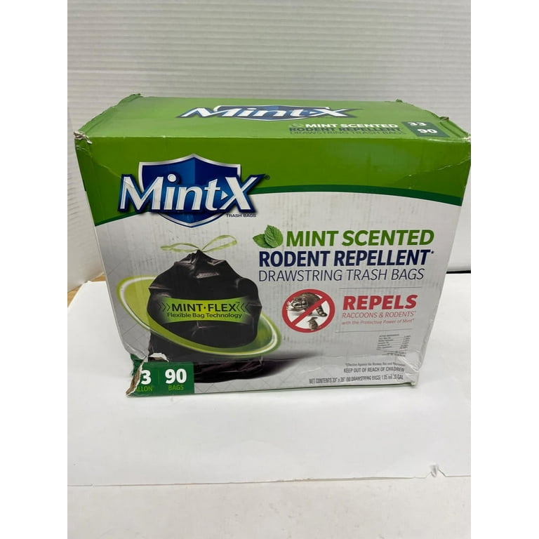 Mint-X MintFlex Rodent Repellent Trash Bags, 33 Gallon, 90 Count (Damaged  Box) 