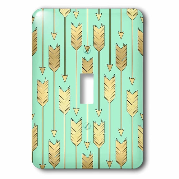 3dRose, Mint and Gold Arrows Pattern, single toggle switch
