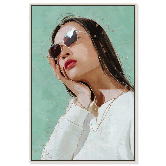 Mint and Shades Canvas Retro Glam Art Prints by Art Remedy, Silver Frame, 24" x 36"