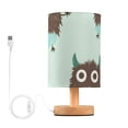 thumbnail image 1 of Mint-chocolate-color Cute Monsters Table Lamp with USB Port LED Warm Light Lamp Night Light Home Decor, 1 of 7