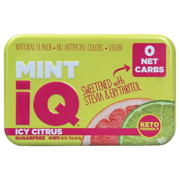 Mint iQ Mint Candy Icy Citrus Sugarfree 0 Net Carbs Keto Friendly Vegan 40 Count 40g