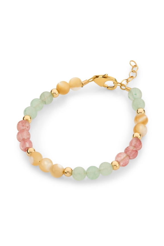 Mint, ivory, quartz gemstone sectional child bracelet (B2131-M2)