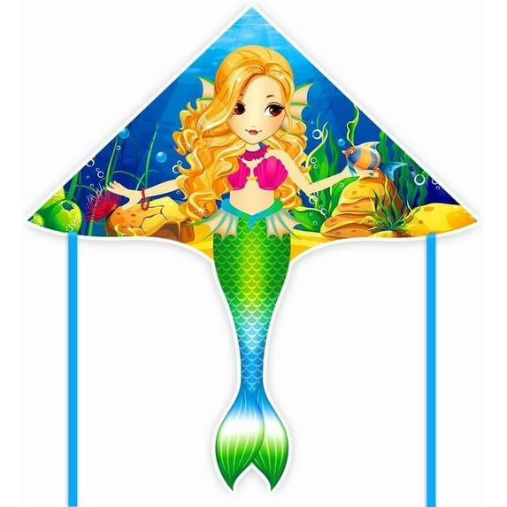 Mint's Colorful Life Mermaid Kite for Girls & Kids, Polyester Cloth, Easiest to Fly