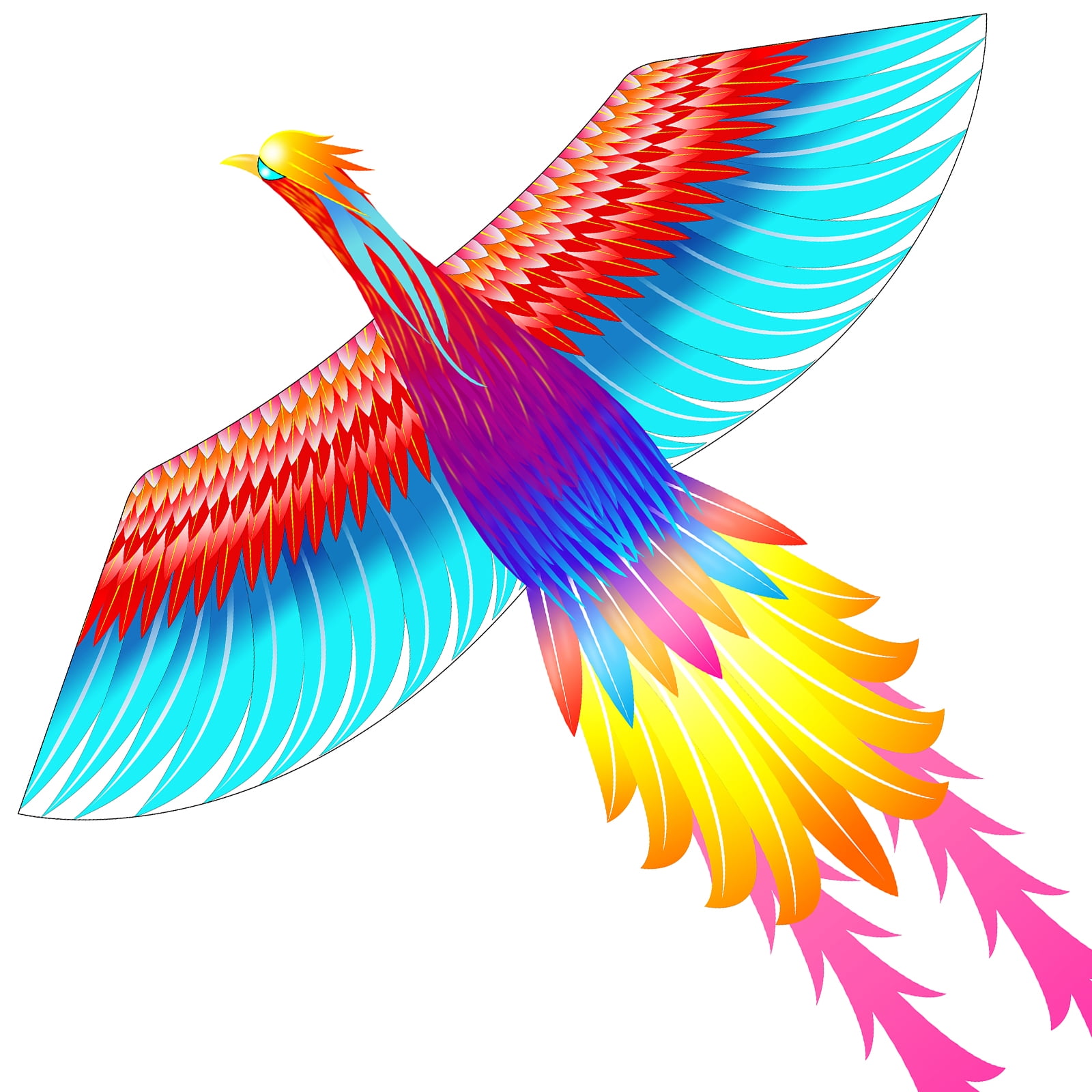 Mint's Colorful Life Rainbow Phoenix Kite for Kids and Adults, Easy to