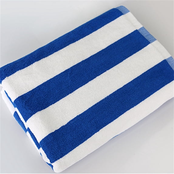 MintLimit 1Pack Plush Velour 100% Cotton Beach Towels. Cabana Stripe Pool Towels for Adults. (Navy, 1Pack- 150*80CM)