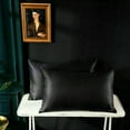 thumbnail image 1 of MintLimit 2Pcs Solid Satin Silk Pillow Cases Cushion Cover Pillowcase Bedding 48*74cm Black, 1 of 2