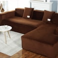 thumbnail image 1 of MintLimit Sofa Cover Slipcover Protector Couch High Stretch Lounge 1/2/3/4 Seater L Shape&nbsp;(1 Searter 90-140CM, Brown), 1 of 3