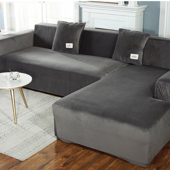 MintLimit Sofa Cover Slipcover Protector Couch High Stretch Lounge 1/2/3/4 Seater L Shape (2 Searter 145-185CM, Dark Gray)