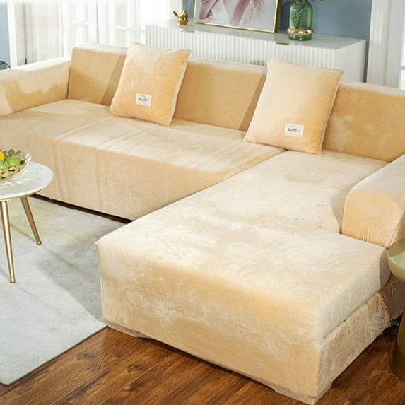 MintLimit Sofa Cover Slipcover Protector Couch High Stretch Lounge 1/2/3/4 Seater L Shape (3 Searter 190-230CM, Beige)