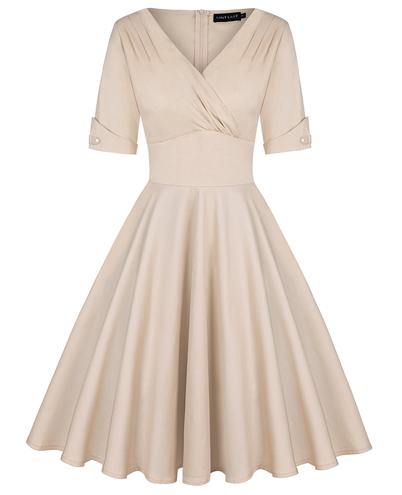 MintLimit Women's 1950s Vintage Wrap Deep V Neck Half Sleeve Retro Cocktail Swing Dress