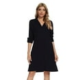 thumbnail image 1 of MintLimit Women's Button Down V-neck Solid Long Sleeve Sleepwear with Pockets Shirt Dress Pajamas, 1 of 5