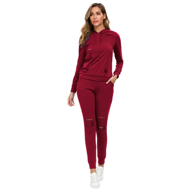 Casual Solid Ripped Pocket Hooded Collar Long Sleeve Two Pieces Casual Solid Ripped Pocket Hooded Collar Long Sleeve Two Pieces
