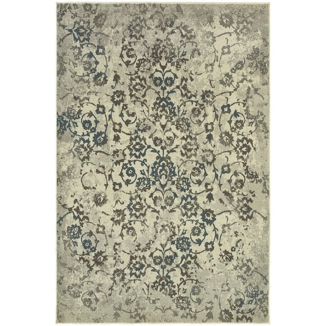 Minta Contemporary Floral Area Rug, Beige/ Grey 2, 5' x 8'