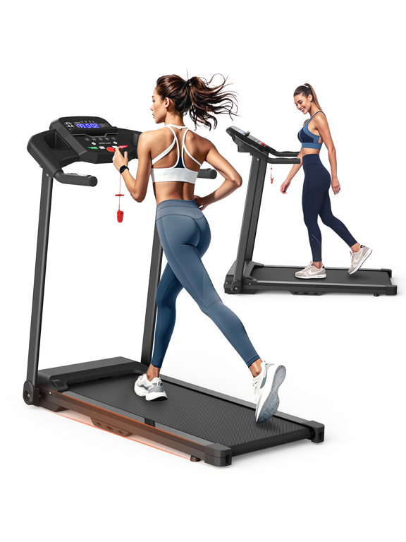 2.5 HP Folding Treadmill with LCD Display, Portable Electric Running Machine for Home Gym, Black