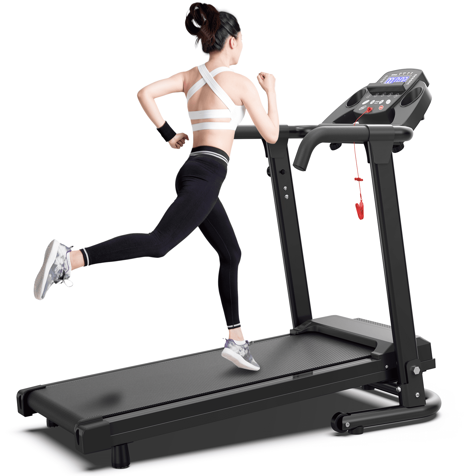 Mintazer 2.5 HP Smart Folding Treadmill with Fitshow App, Electric Running Machine with LCD Display for Home Gym, Black