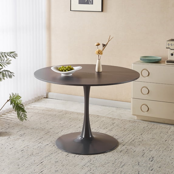 Mintazer 42.1" Large Round Dining Table Top Tulip Table for 4-6 People, Mid-Century MDF Kitchen Table for Dining Room, Gray