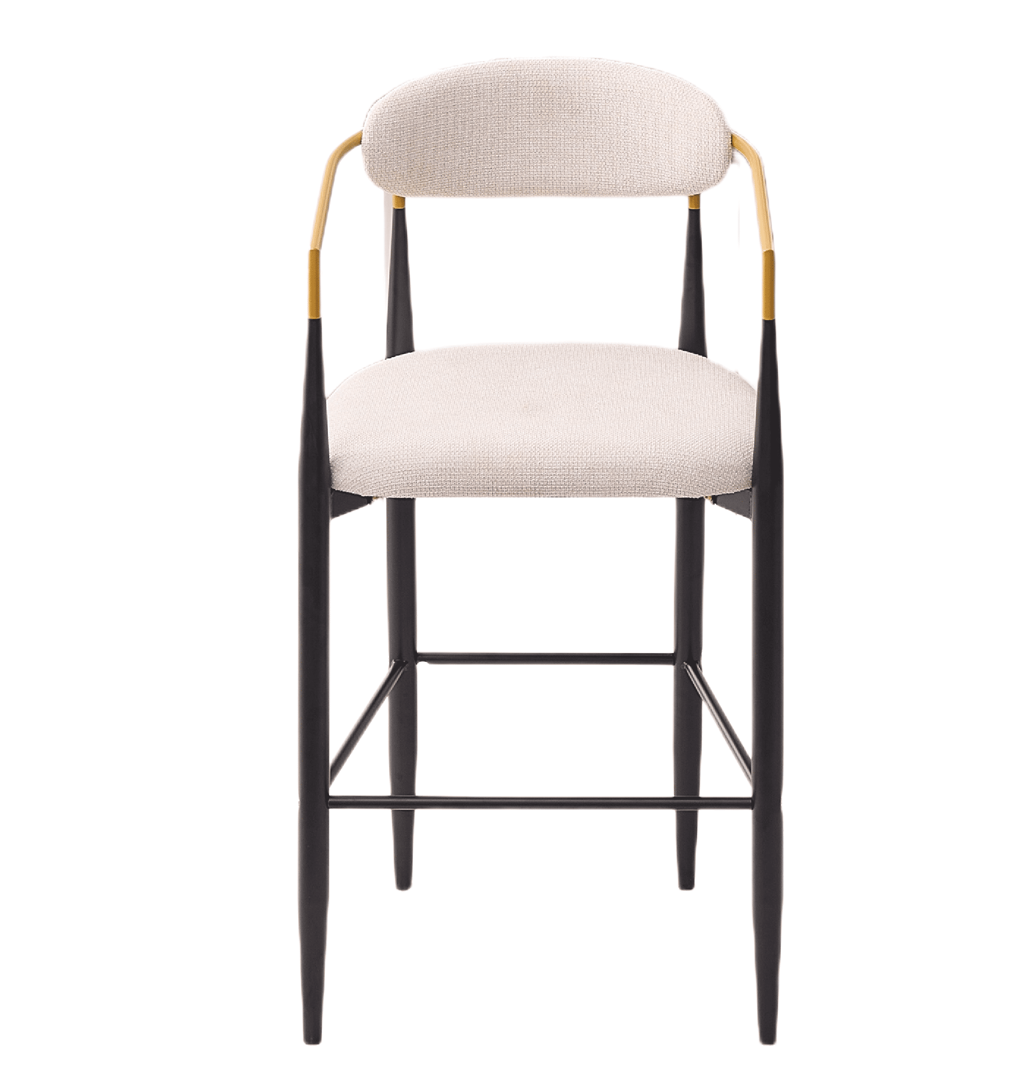 Mintazer 43" Counter Height Bar Stools Set of 2, Modern Upholstered Bar Chairs with Black Metal Frame & Gold Accents for Kitchen Island Pub Dining Counter, Beige