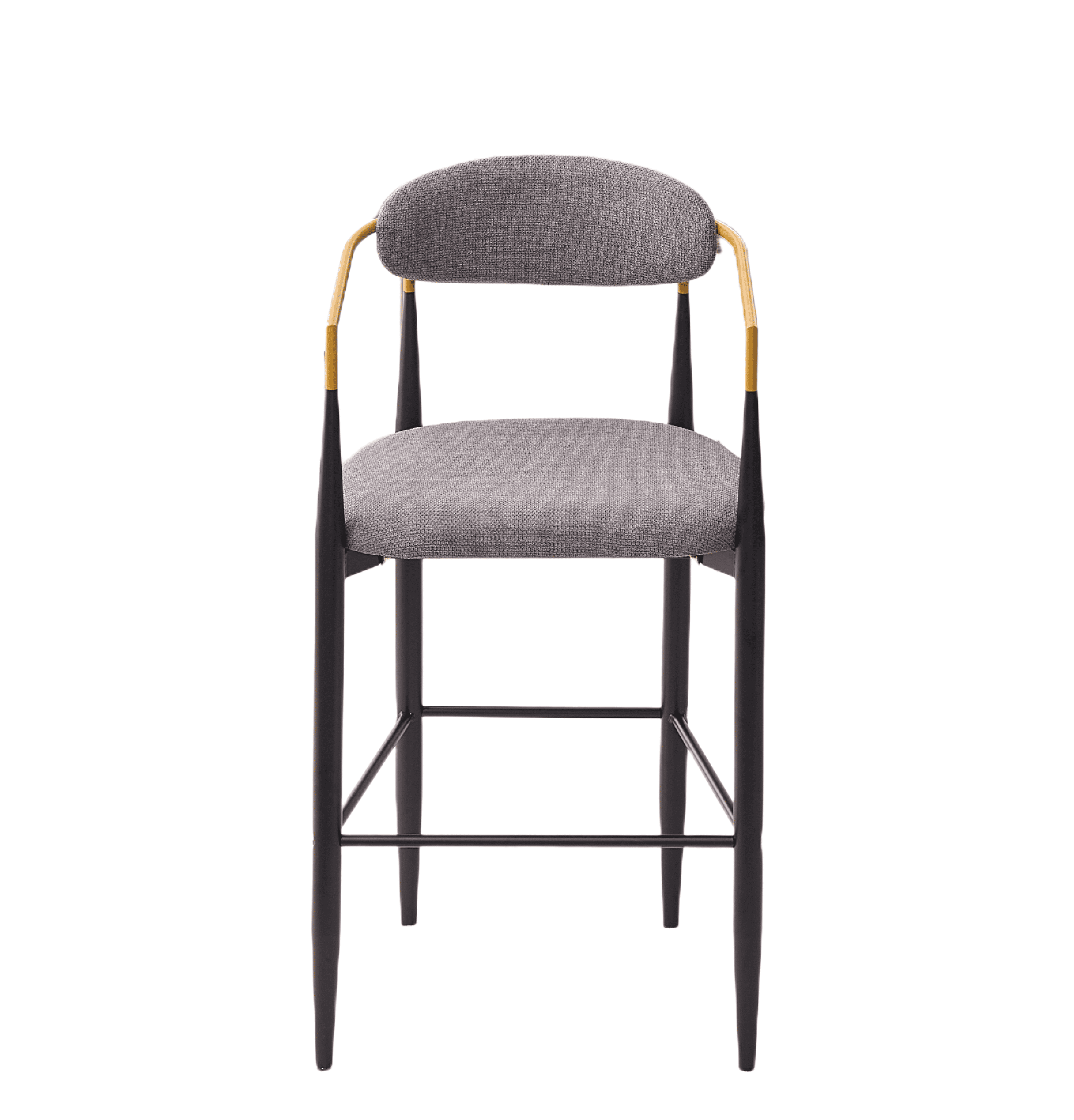 Mintazer 43" Counter Height Bar Stools Set of 2, Modern Upholstered Bar Chairs with Black Metal Frame & Gold Accents for Kitchen Island Pub Dining Counter, Grey