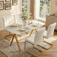 thumbnail image 1 of Mintazer 51" Modern Rectangular Dining Table with Marble Tempered Glass Top & Gold Metal Legs, Kitchen Table for 4-6 People, Gold & White, 1 of 10