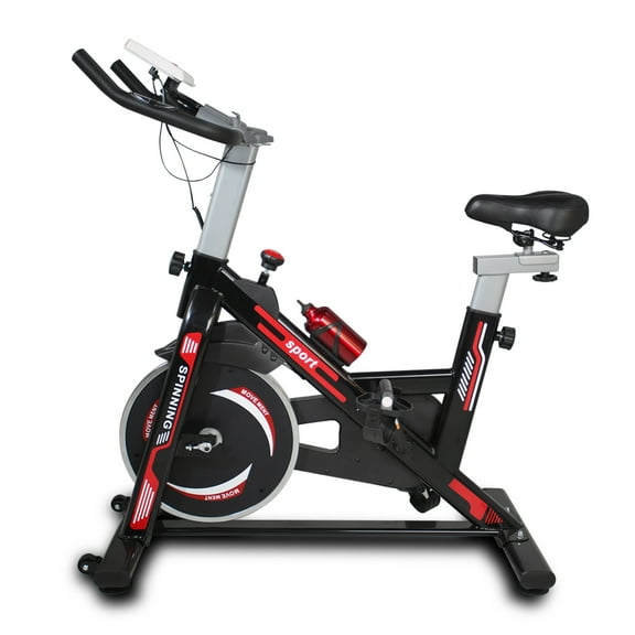 Mintazer Indoor Cycling Exercise Bike with Adjustable Resistance & Comfortable Seat Cushion, Stationary Spin Bike for Home Gym Workout, Black & Red