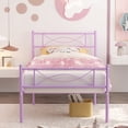 thumbnail image 1 of Mintazer Kids Twin Metal Platform Bed Frame with Cute Bowknot Headboard & Footboard for Boys Girls Teens, Purple, 1 of 7