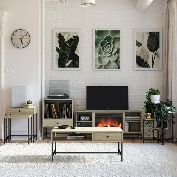 Mintazer Modern Coffee Table with Drawer & Open Shelf for Living Rooms Apartment Office, Natural