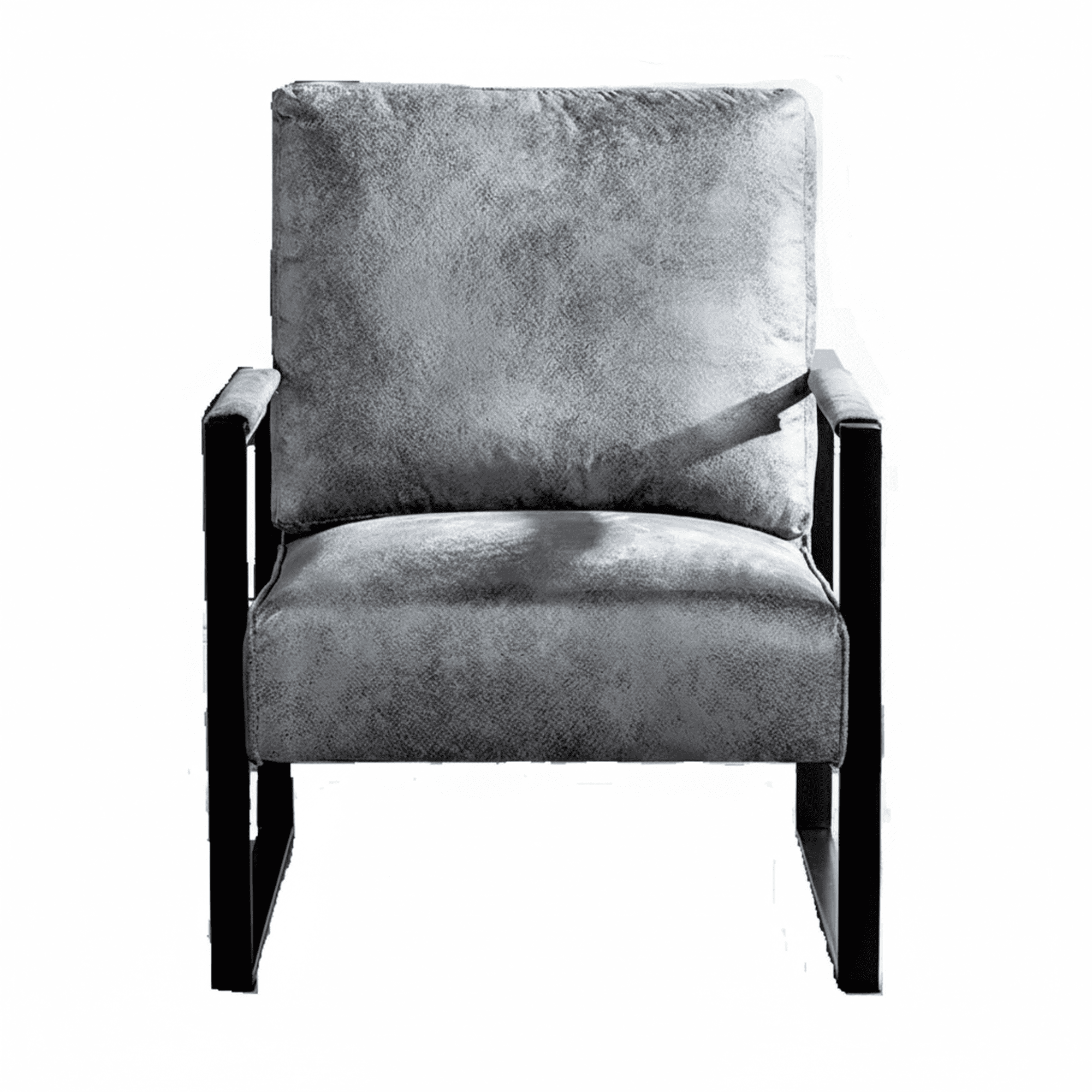 Mintazer Modern Microfiber Accent Chair, Square Metal Frame Lounge Armchair for Living Room Bedroom Office, Grey